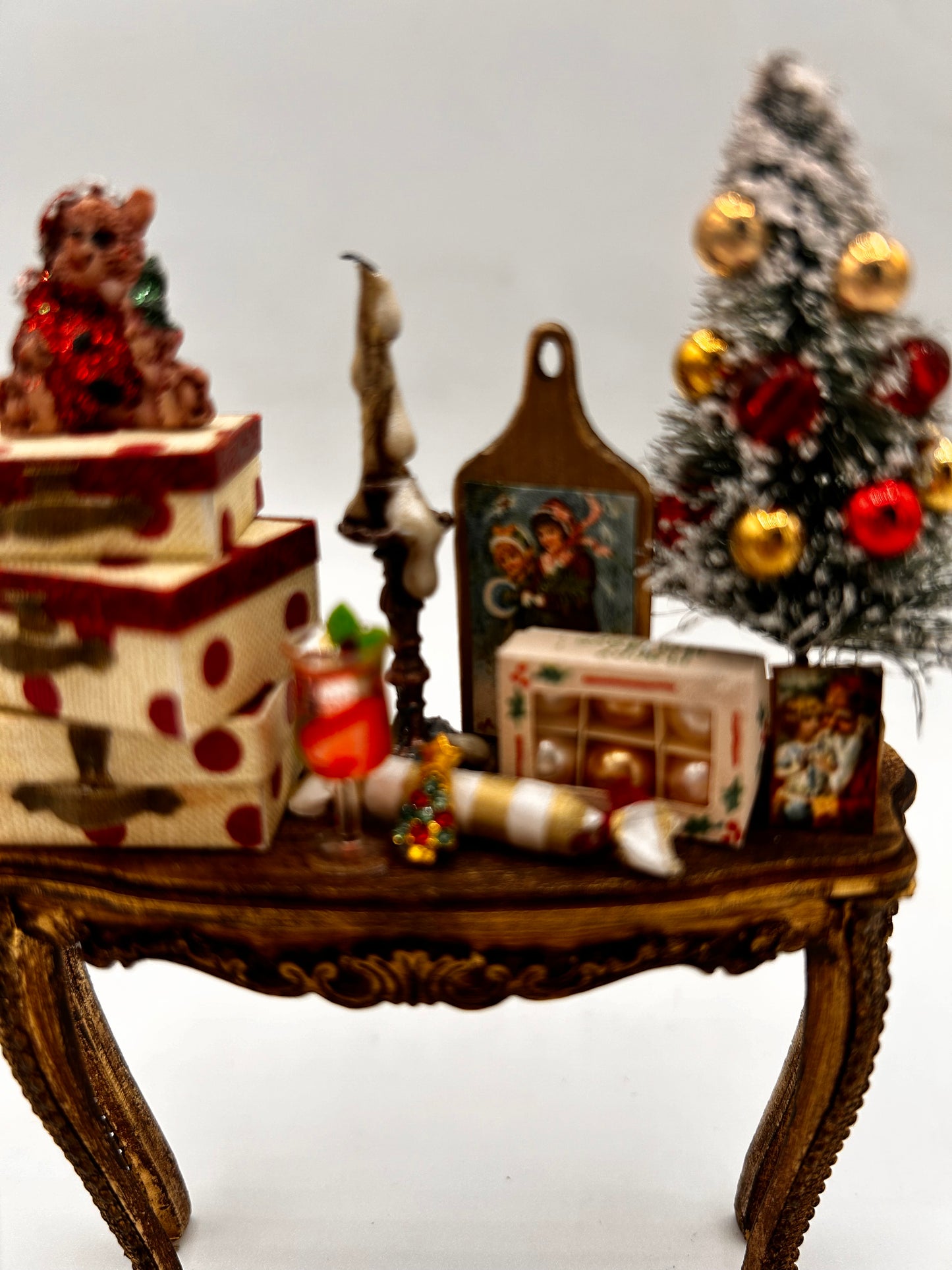 Aristocratic Attic Holiday Decorated Side Table