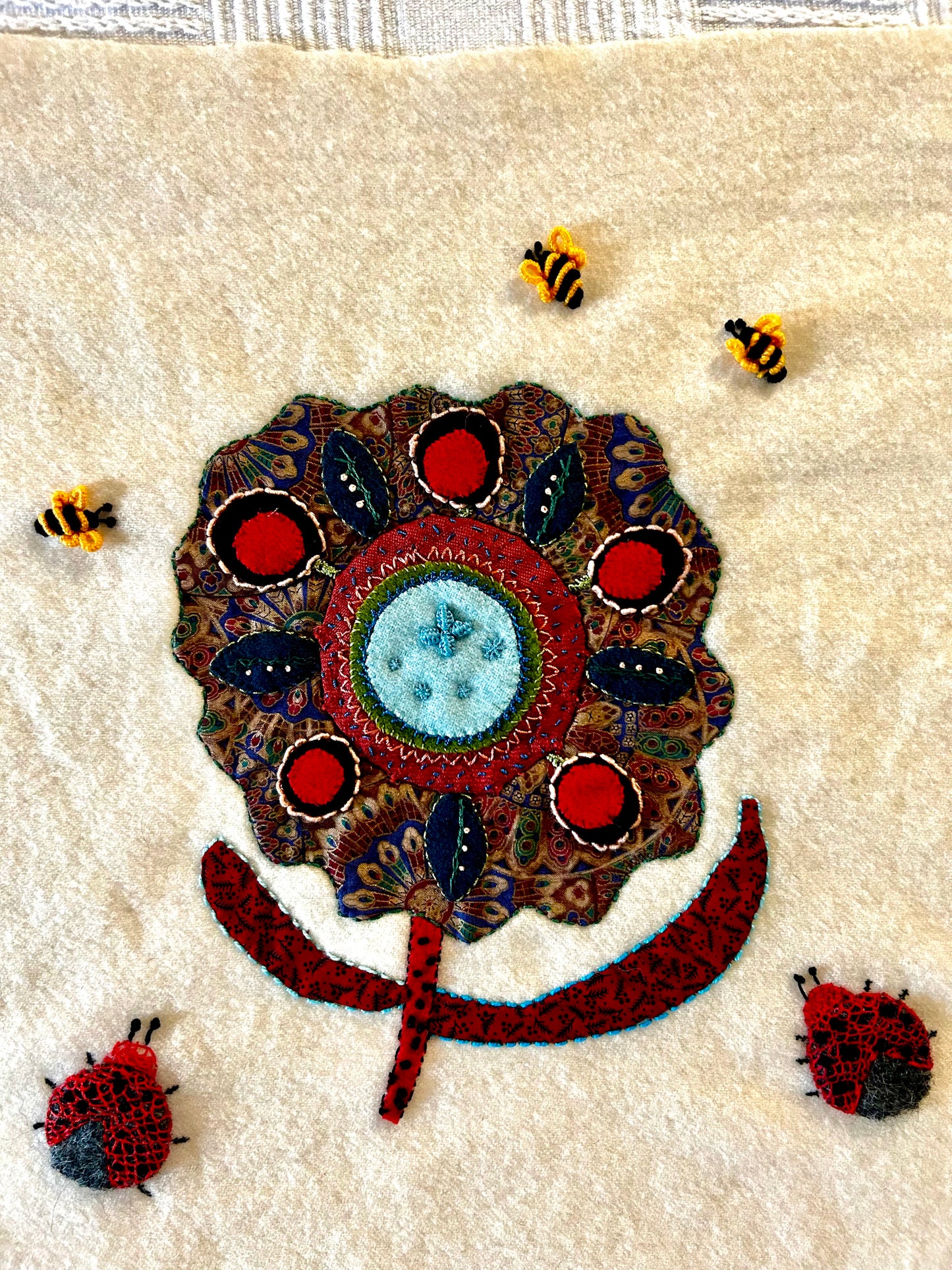 Embellished wool panel