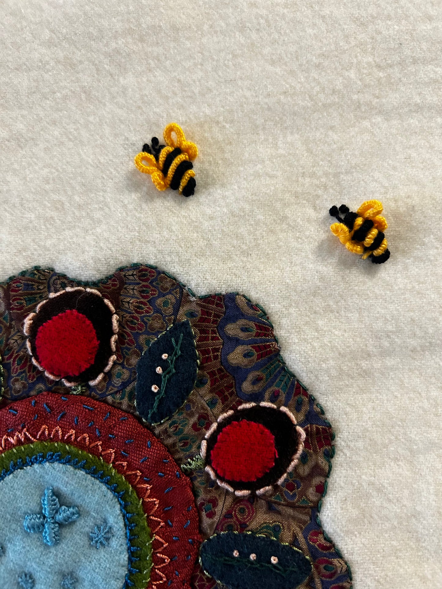 Embellished wool panel