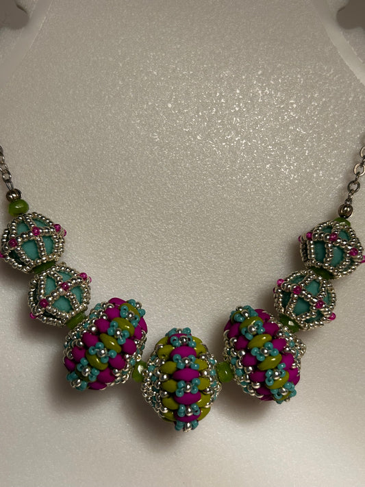 RAW beaded bead necklace