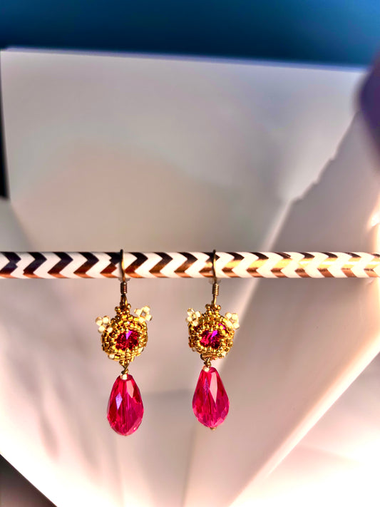 Hot pink drop earrings