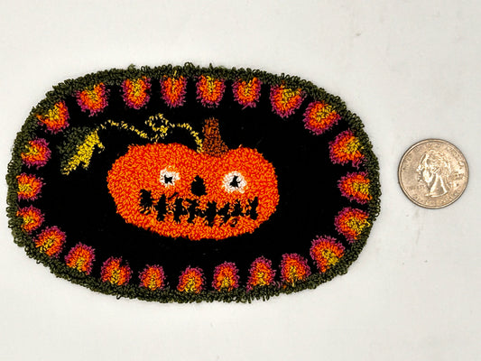 Miniature Jack-O-Lantern Punchneedle Rug