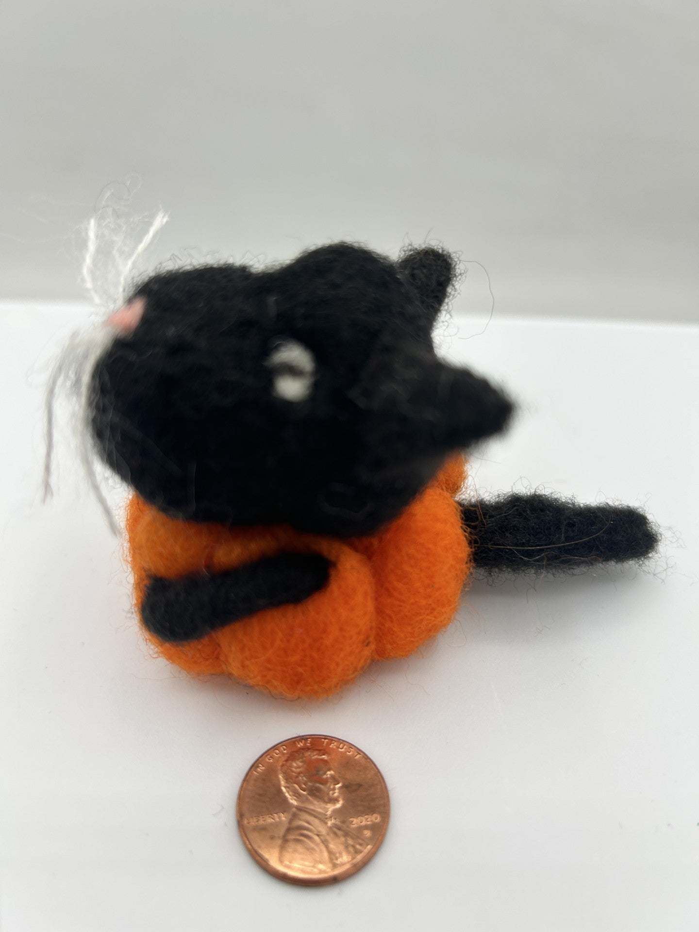 Felted Cat in a Pumpkin