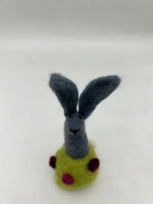 Felted Bunny on a Globe